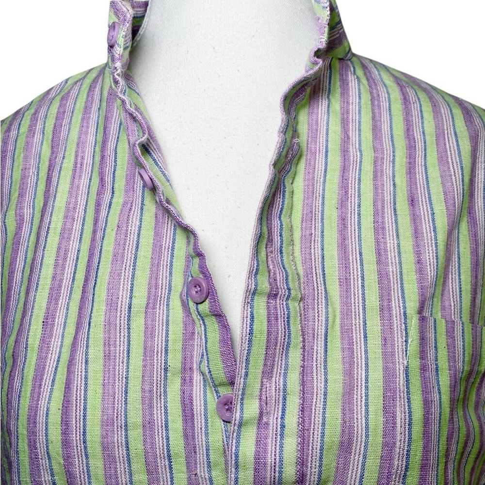 Unbranded Striped Green and Purple Long Mini Dress - Picture 3 of 14